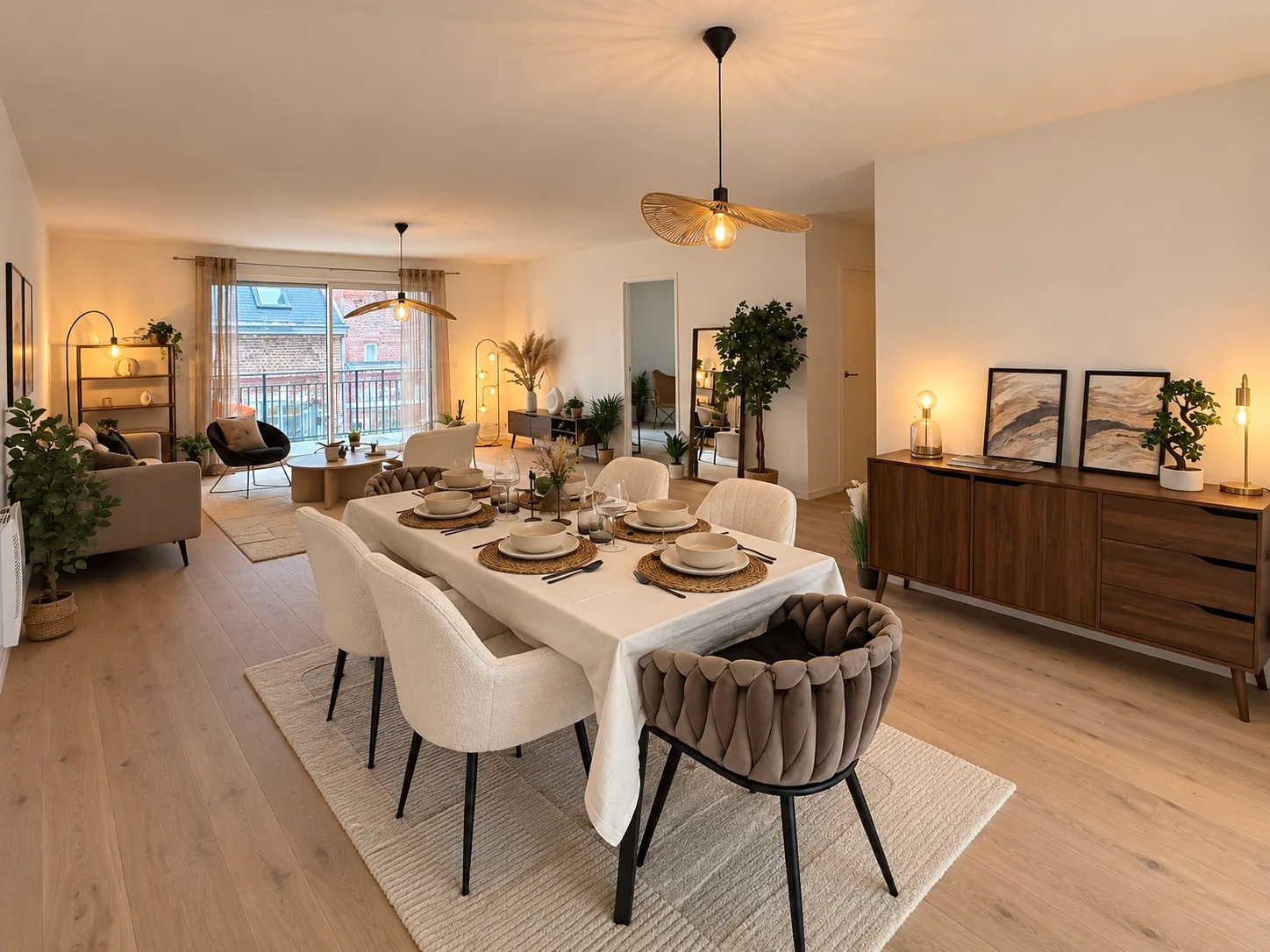 Appartement témoin du 22 Pouchet : séjour et salle à manger